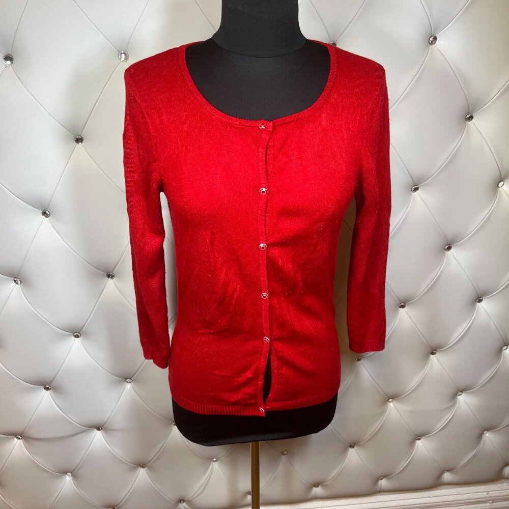It's Our Time Red Button-Up Cardigan Size S